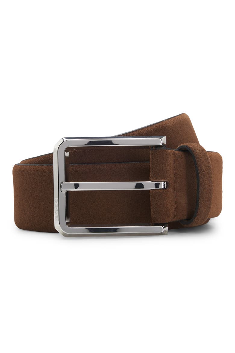 Caleb Leather Belt, Main, color, DARK BROWN