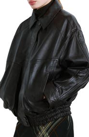 MANGO London Oversize Leather Jacket