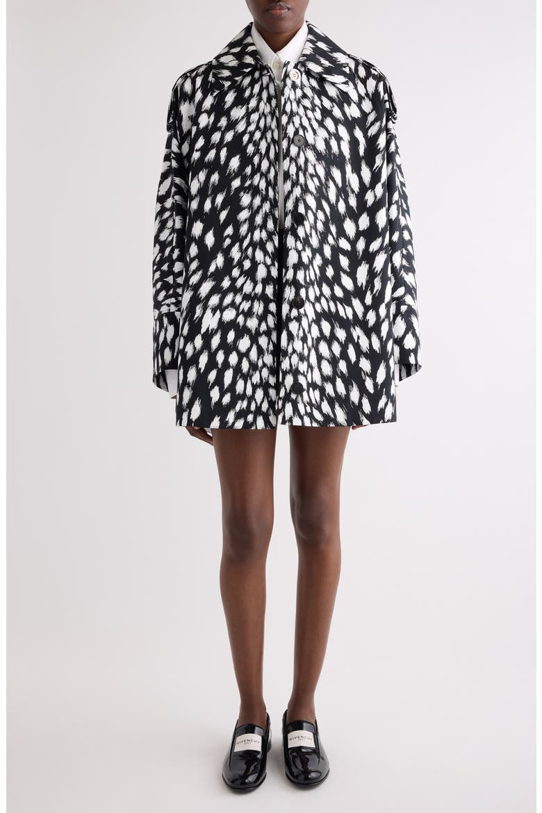 Animal Print Cocoon Trench, Main, color, BLACK