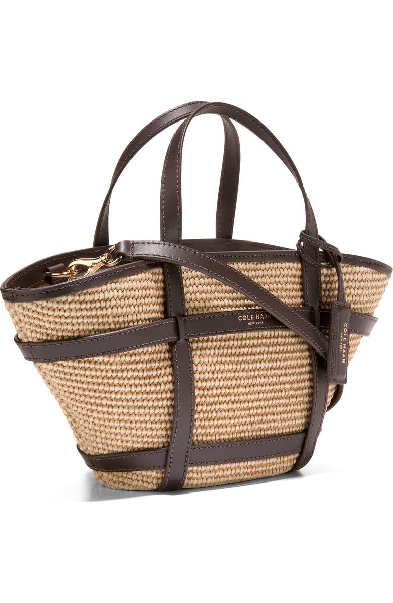 Cole Haan Key West Crossbody Tote, Alternate, color, Natural Raffia/ Dk. Chocolate