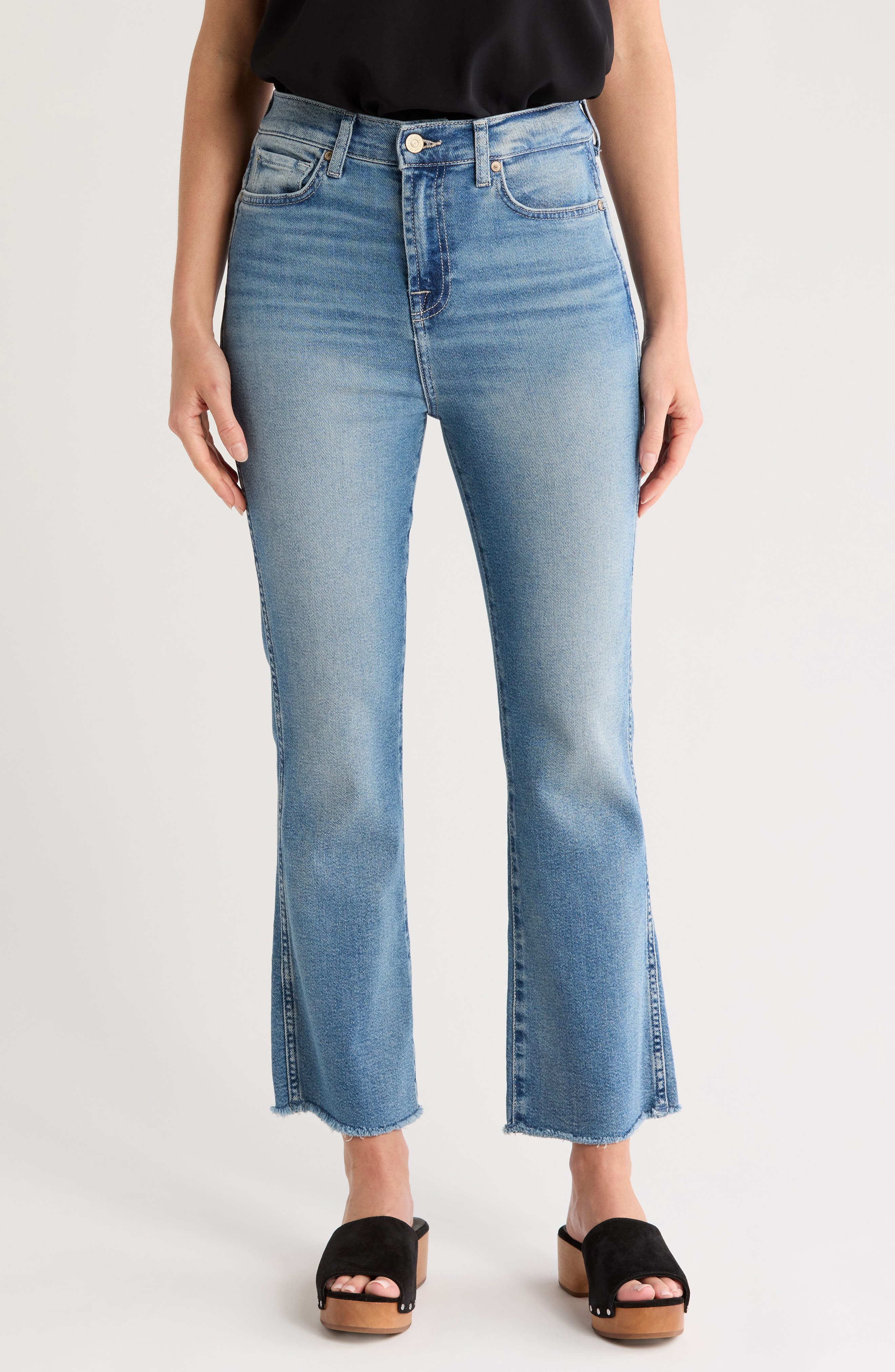 7 For All Mankind Raw Hem High Waist Slim Kick Flare Jeans