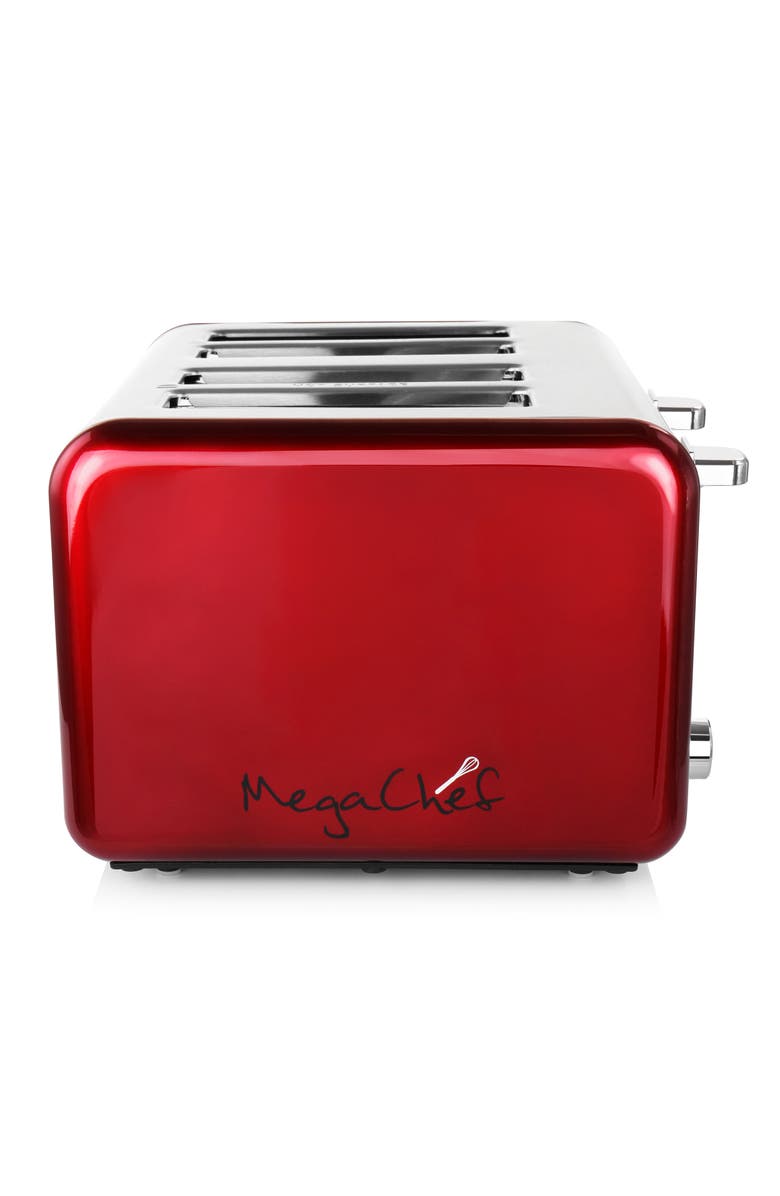 Megachef 4 Slice Toaster in Stainless Steel Red, Alternate, color,
