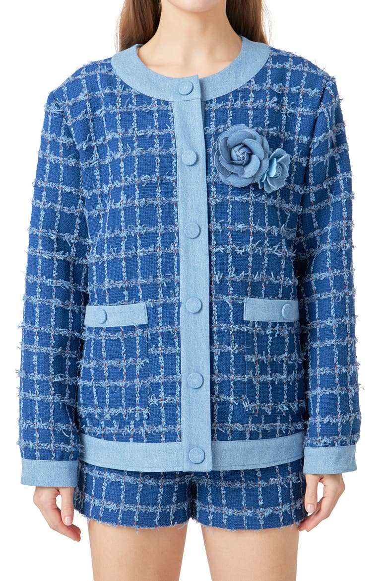 Denim Tweed Jacket, Main, color, DENIM