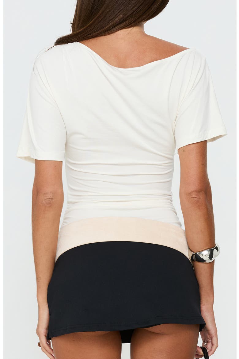 Luckiest Girl Bateau Neck Off Shoulder Cinched Top, Alternate, color, CREAM