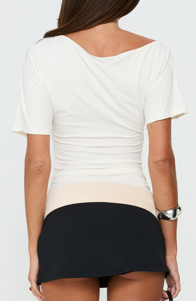Princess Polly Luckiest Girl Bateau Neck Off Shoulder Cinched Top, Alternate, color,