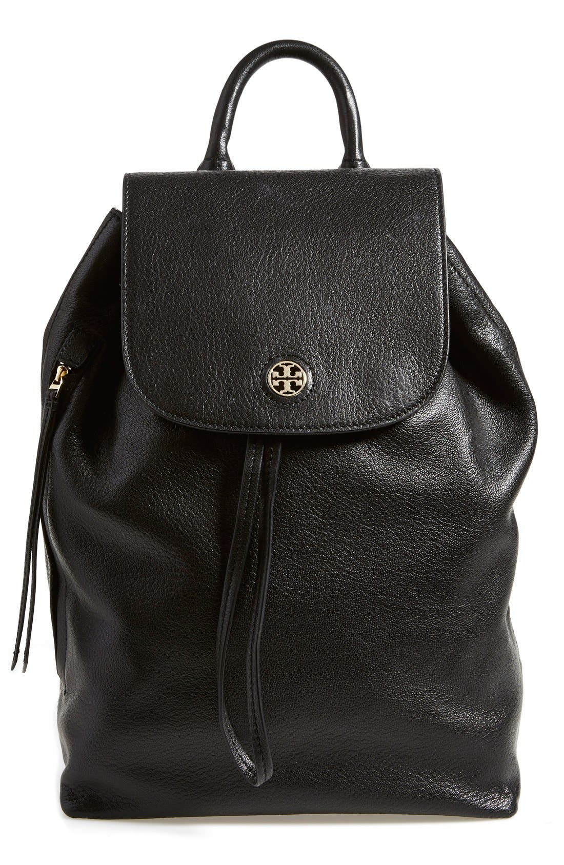 Tory Burch 'Brody' Leather Drawstring Backpack, Main, color, 