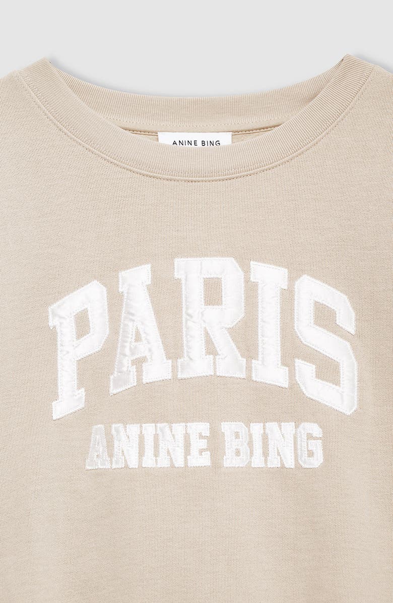 ANINE BING Harry Shrunken Paris Sweatshirt, Alternate, color, Beige