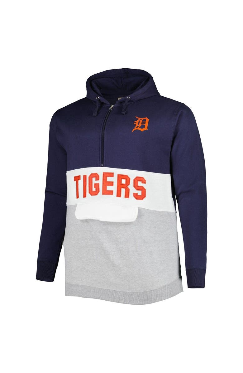 PROFILE Men's Navy/White Detroit Tigers Big & Tall Fleece Half-Zip Hoodie, Alternate, color,
