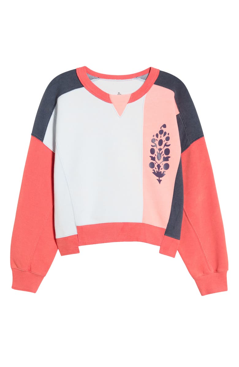 Free People Intercept Logo Crewneck Sweatshirt, Alternate, color, Grapefruit