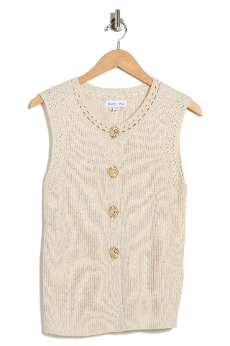 Button-Up Sweater Vest, Alternate, color, SHELL