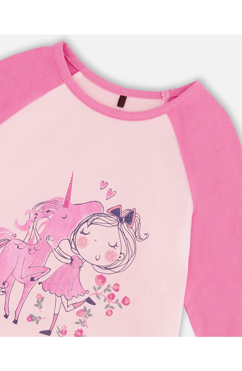 Deux par Deux Girl's Baseball Top With Print Unicorn, Alternate, color,