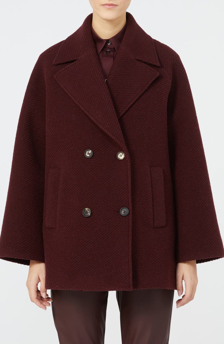 MM by Max Mara Obliqua Double Breasted Coat, Main, color, Bordeaux