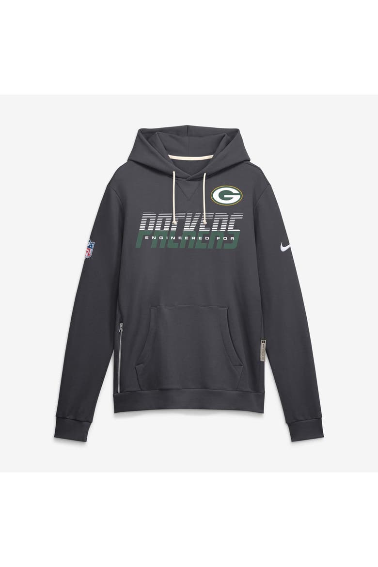 Men's Nike Charcoal Green Bay Packers Sideline Standard Issue Top Prospect Dri-FIT Hoodie, Main, color, Charcoal