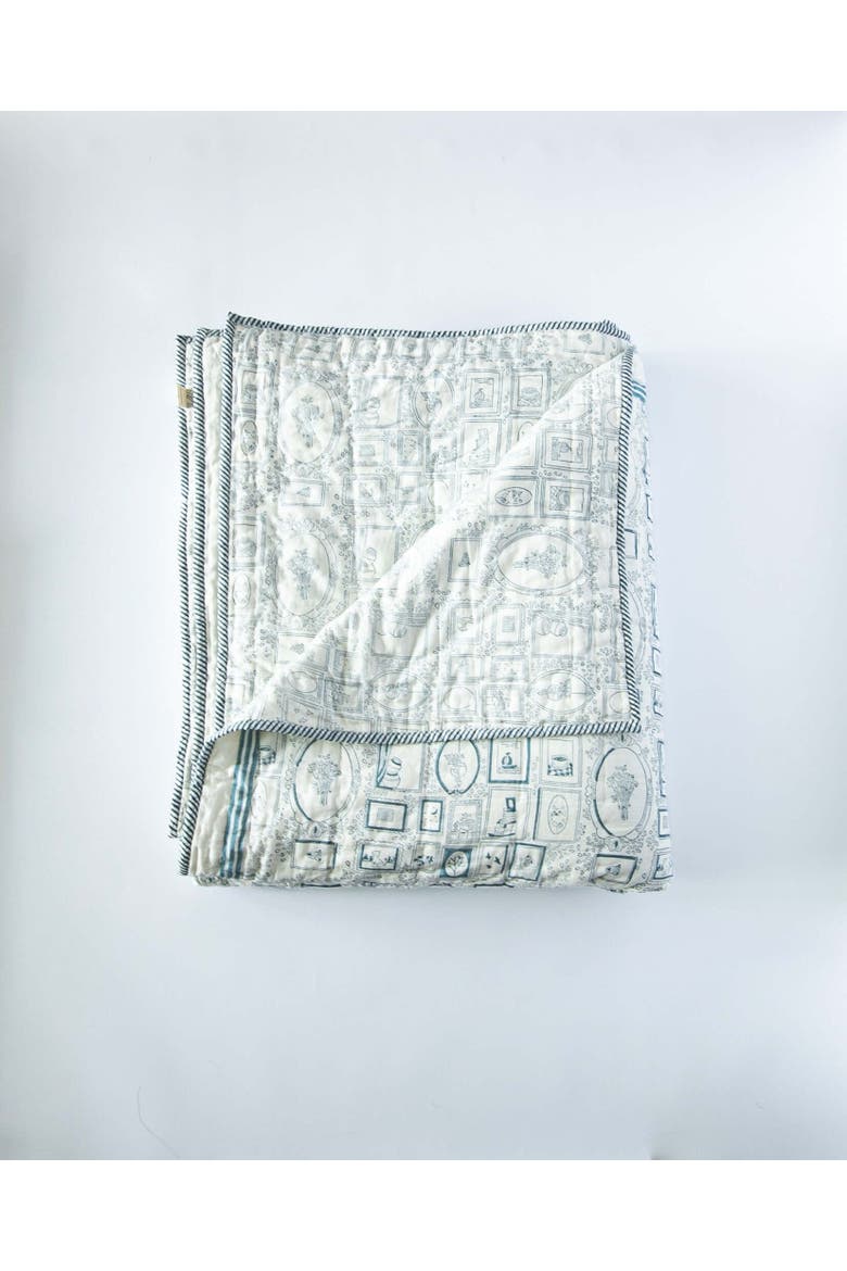 Draped In Memory Hand Block Printed Blanket, Alternate, color, Blue