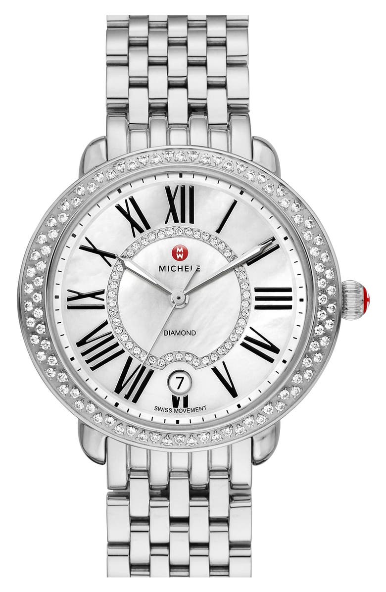 MICHELE Serein 16 Diamond Watch Case, 34mm x 36mm, Alternate, color,