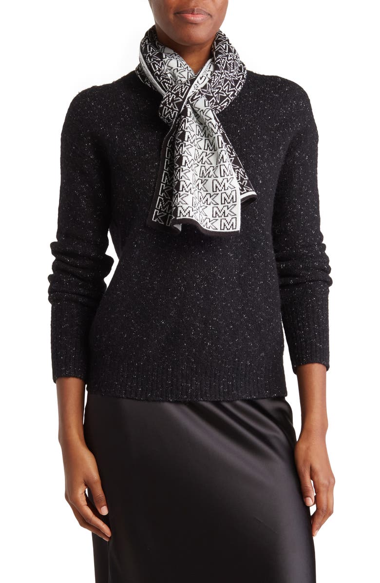 Michael Kors MK Split Logo Jacquard Scarf, Main, color, 