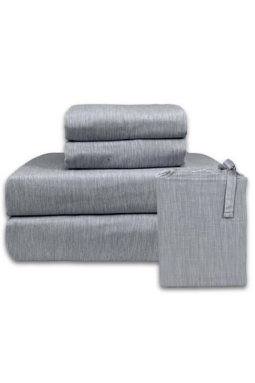 Bedvoyage Melange Viscose Cotton Blend Breathable Bed Sheets In Silver