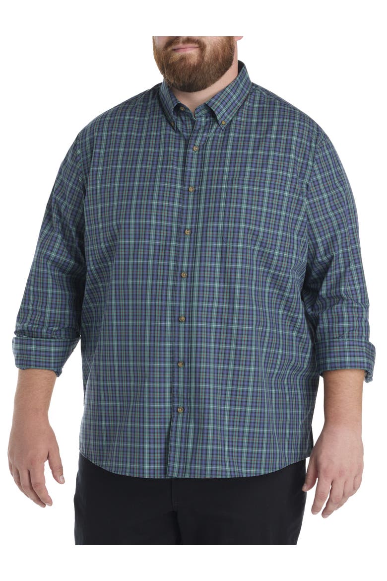 Big & Tall Easy-Care Large Plaid Sport Shirt, Main, color, MULTI
