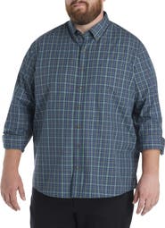 Harbor Bay by DXL Big & Tall Easy-Care Large Plaid Sport Shirt