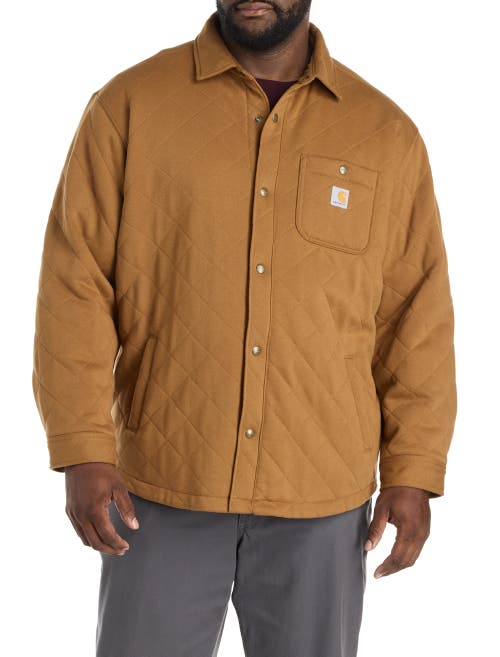Carhartt Big & Tall Rain Defender® Quilted Snap-front Shirt Jacket In Brown