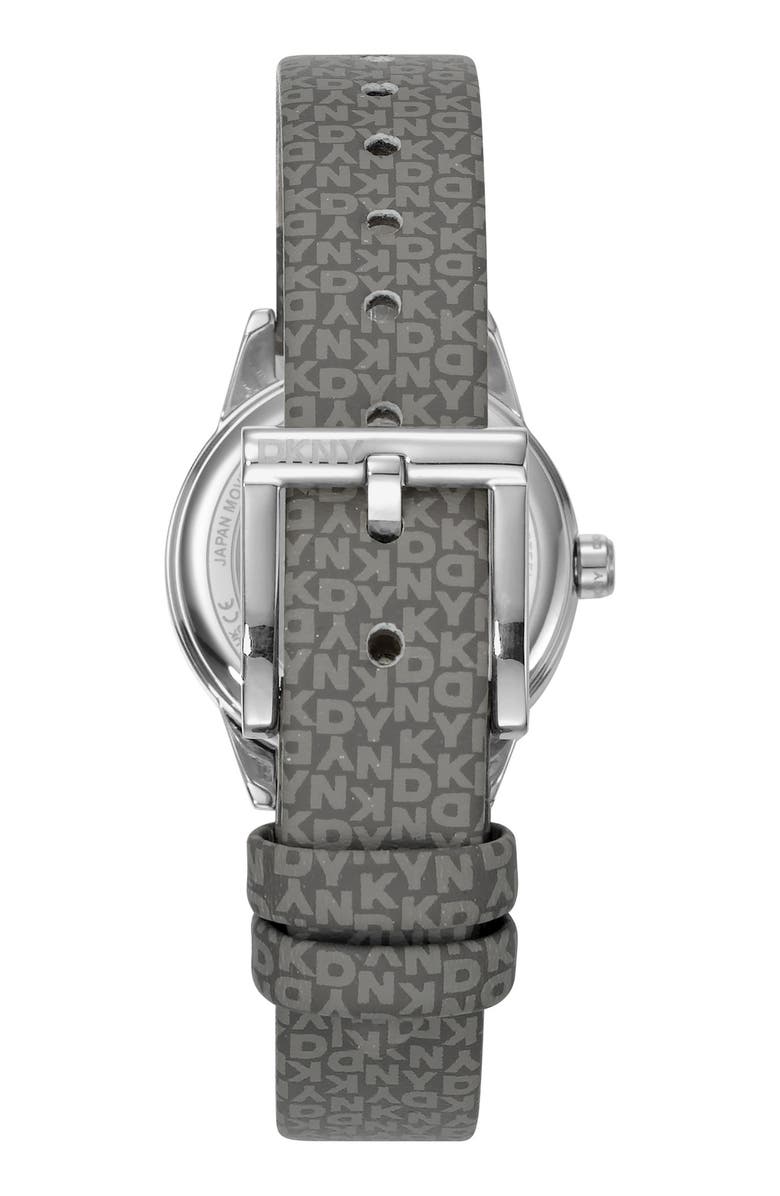 DKNY L 113 Leather Strap Watch, Alternate, color, Silver