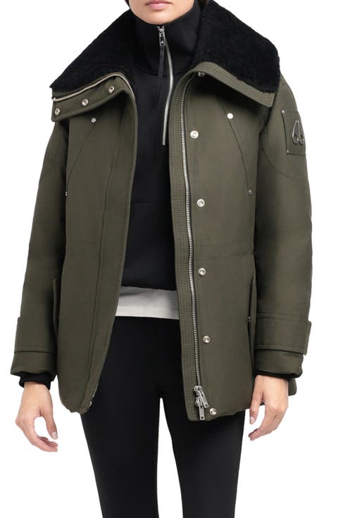 Aurora Water Repellent Genuine Shearling Lined 800 Fill Power Down Jacket