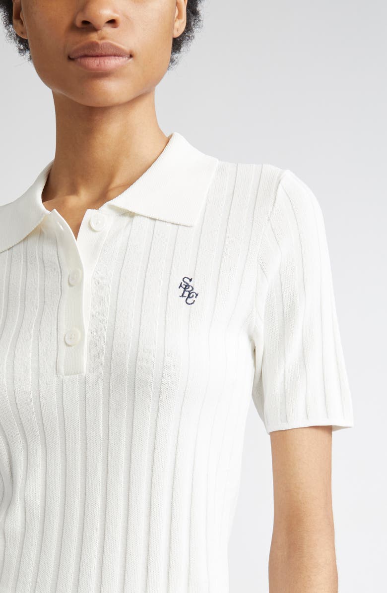 Sporty & Rich SRC Embroidered Rib Polo, Alternate, color, Ecru