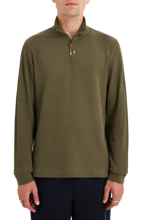 Forncet Waffle Stitch Organic Cotton Quarter Zip Pullover