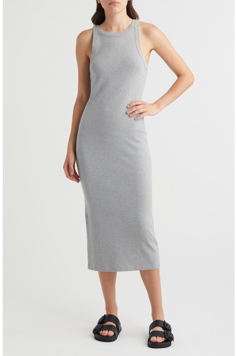 Cut In Rib Tank Dress, Main, color, GREY HEATHER