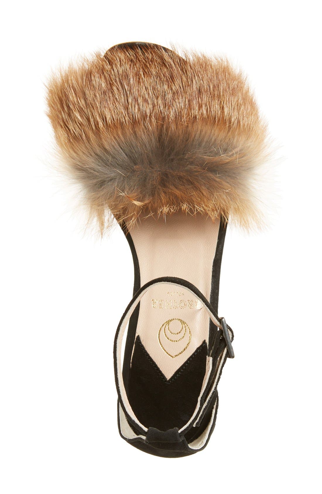 Brother Vellies 'Dhara' Genuine Fox Fur Ankle Strap Sandal, Alternate, color, 