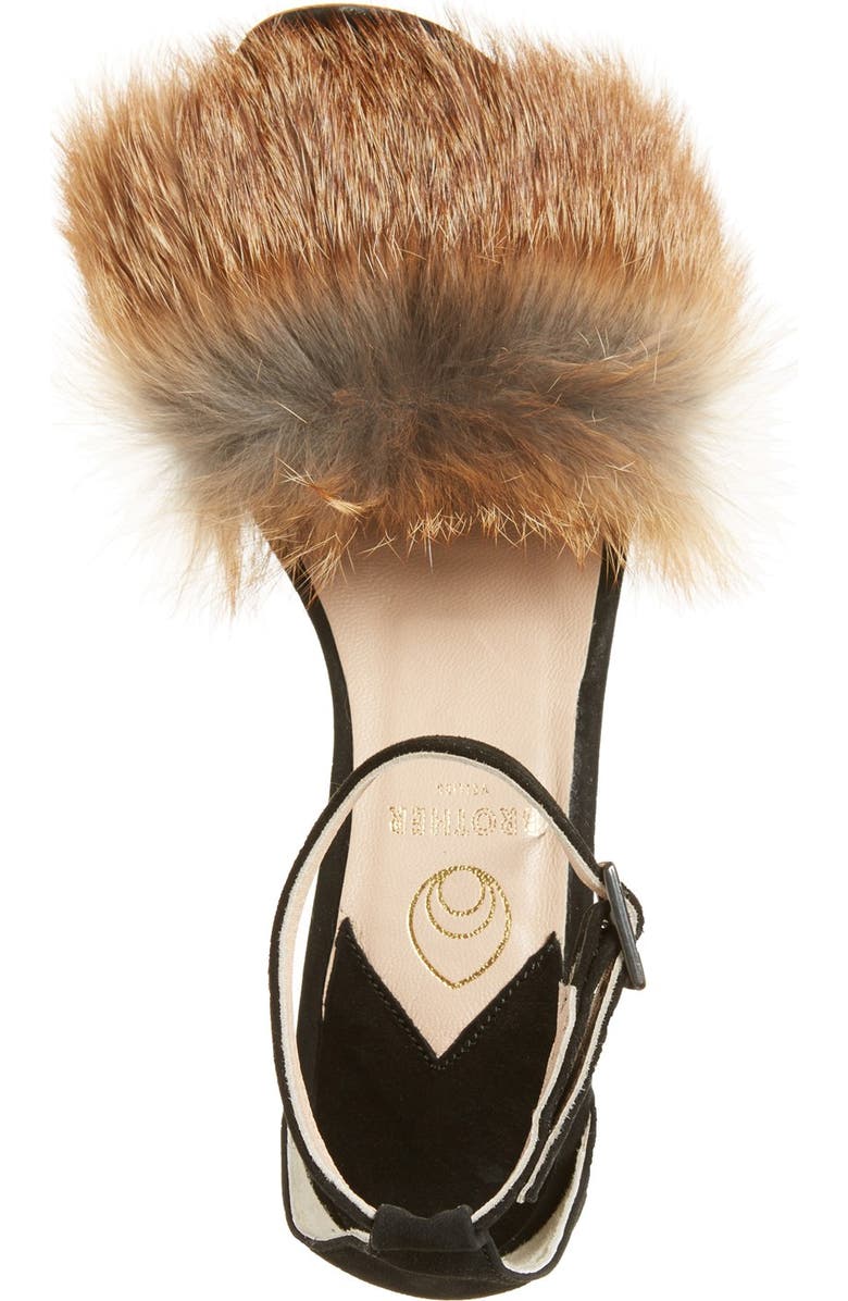 Brother Vellies 'Dhara' Genuine Fox Fur Ankle Strap Sandal, Alternate, color,