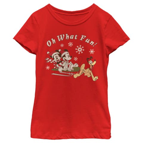 Girl's Mickey & Friends Oh What Fun Sled  Graphic T-Shirt
