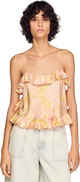SANDRO Flower print crop top
