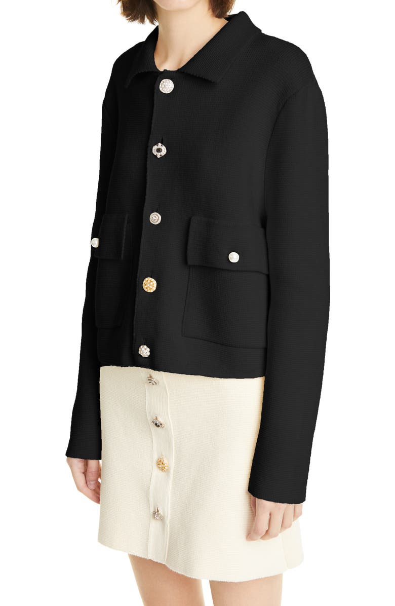 Adam Lippes Crystal Button Knit Work Jacket, Alternate, color,