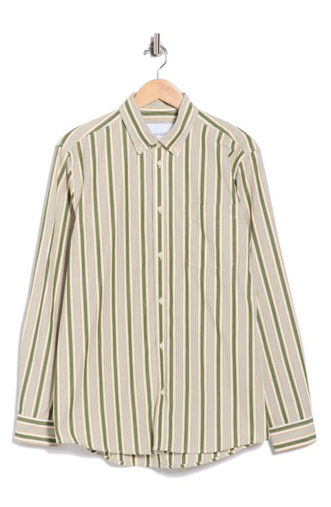Kent Stripe Peached Organic Cotton Poplin Button-Down Shirt