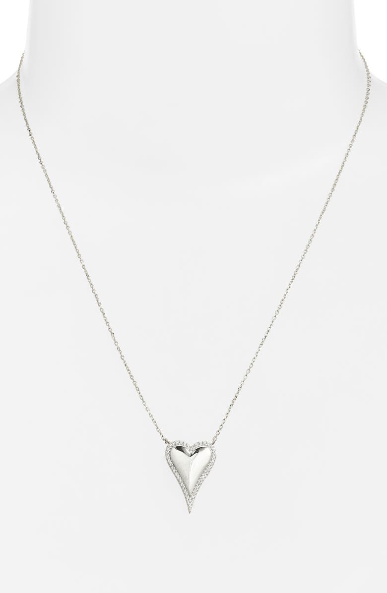 SHYMI Cubic Zirconia Pavé Heart Pendant Necklace, Alternate, color, Silver