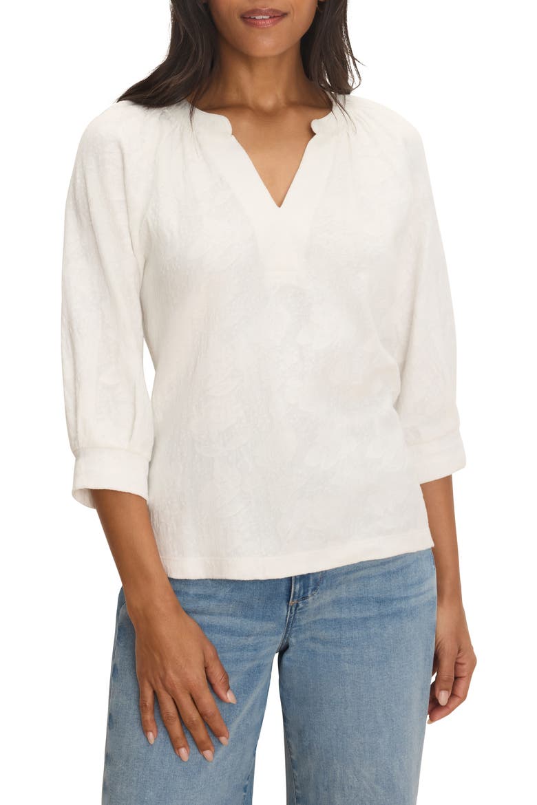Lace Split Neck Top, Main, color, PAPER WHITE