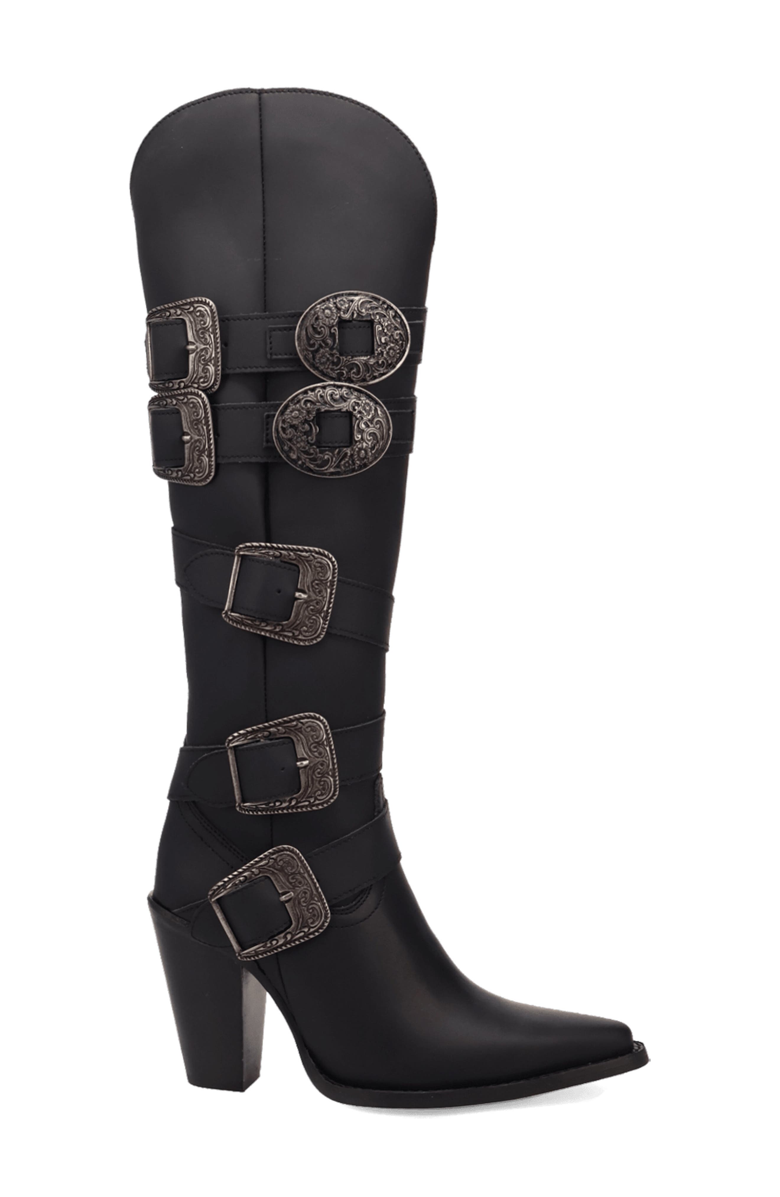 Spur O Moment Over the Knee Western Boot, Alternate, color, BLACK