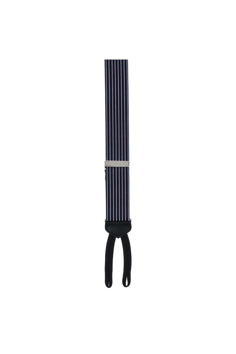 Big and Tall Voltaire Chalk Stripe Elastic Formal End Suspenders, Alternate, color, Navy Blue