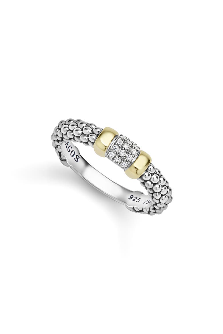 Signature Caviar 14k Gold Diamond Band Ring, Main, color, TWO-TONE
