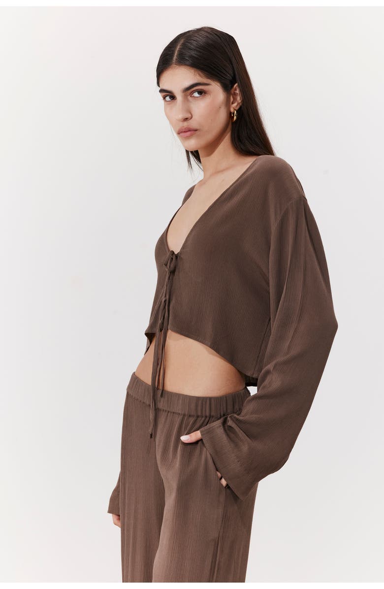 Gottex Beach Life Solena Crêpe Crop Top Cover-Up, Alternate, color, Khaki