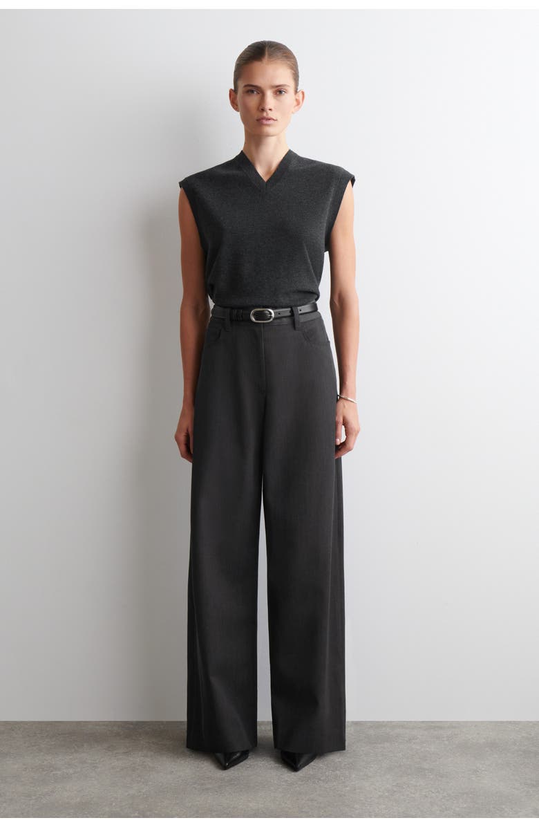 COS Regular Wool-Blend Wide-Leg Pants, Main, color, Black