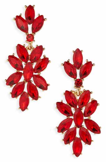 Cara Crystal Leaf Drop Earrings