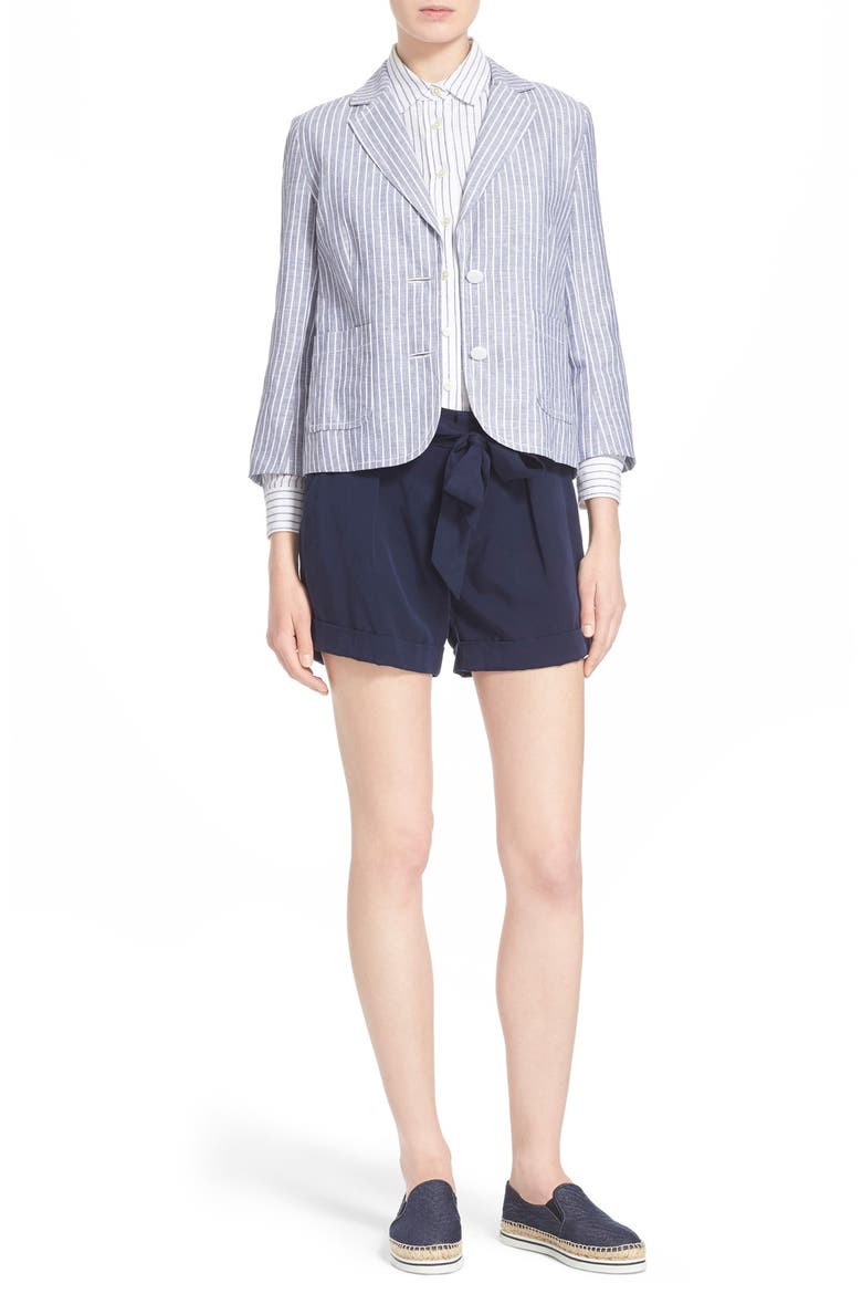stripe linen & cotton shirt, Alternate, color, FRESH WHITE