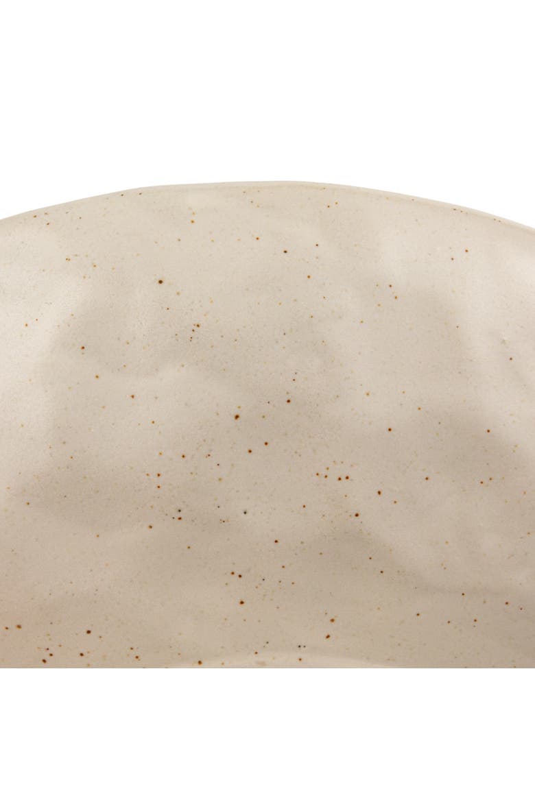 Stoneware Footed Pedestal Bowl with Handles, Reactive Glaze, White, Alternate, color, White