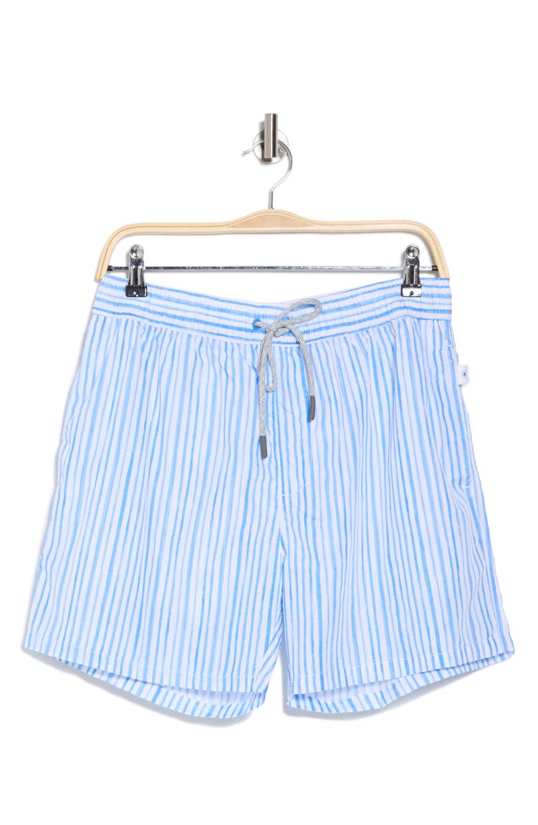 Vintage Summer Ponji Stripe Print Swim Trunks, Alternate, color,