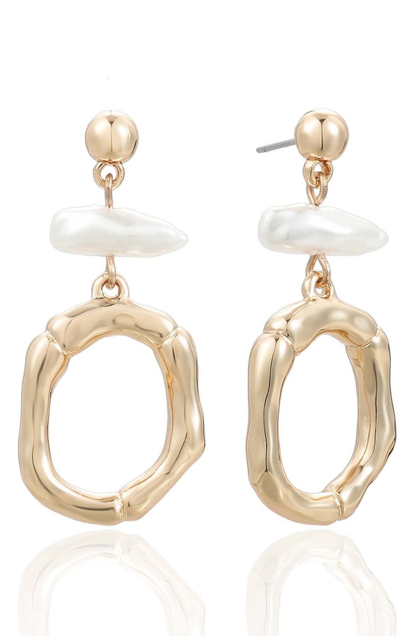 Ettika Rip Tide Faux Pearl Circle Drop Earrings