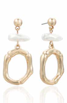 Ettika Rip Tide Faux Pearl Circle Drop Earrings