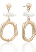 Ettika Rip Tide Faux Pearl Circle Drop Earrings