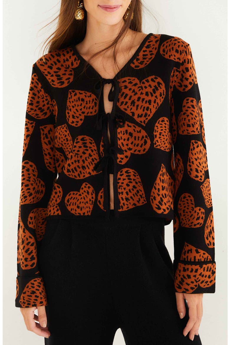 FARM Rio Leopard Hearts Jacquard Cardigan (Women) | Nordstromrack